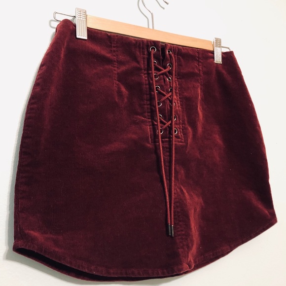 Forever 21 Dresses & Skirts - Velvet/Suede Maroon Skirt